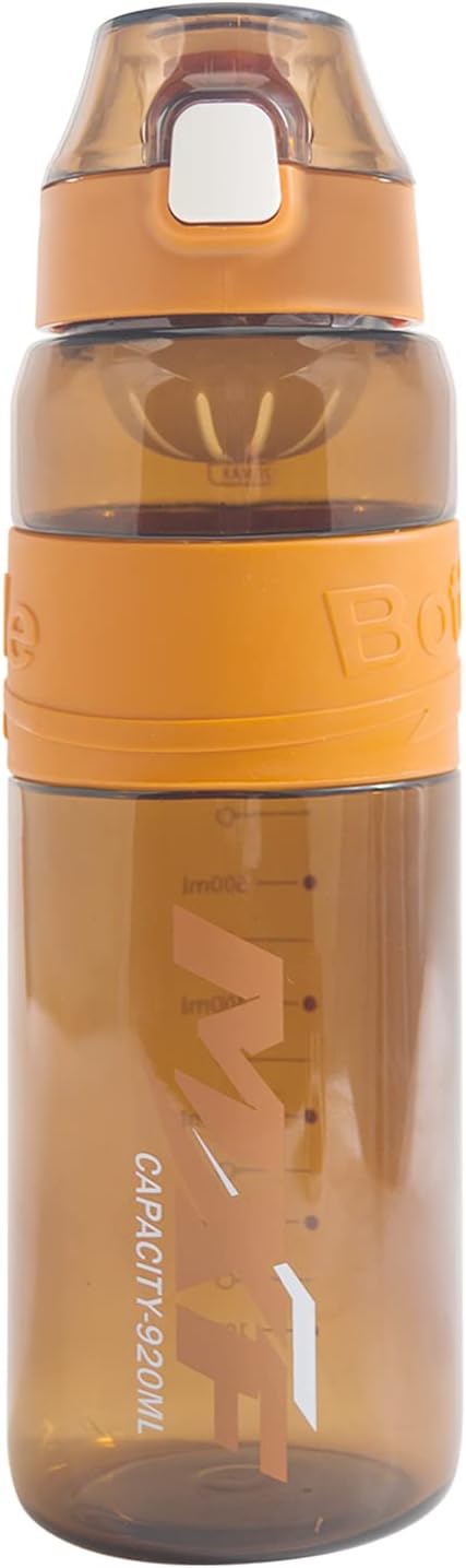 Water bottles,leak proof wide mouth water filter water bottles,Reusable 32 oz water bottles with filter,Safe Transparent plastic for school gym camping travel Orange