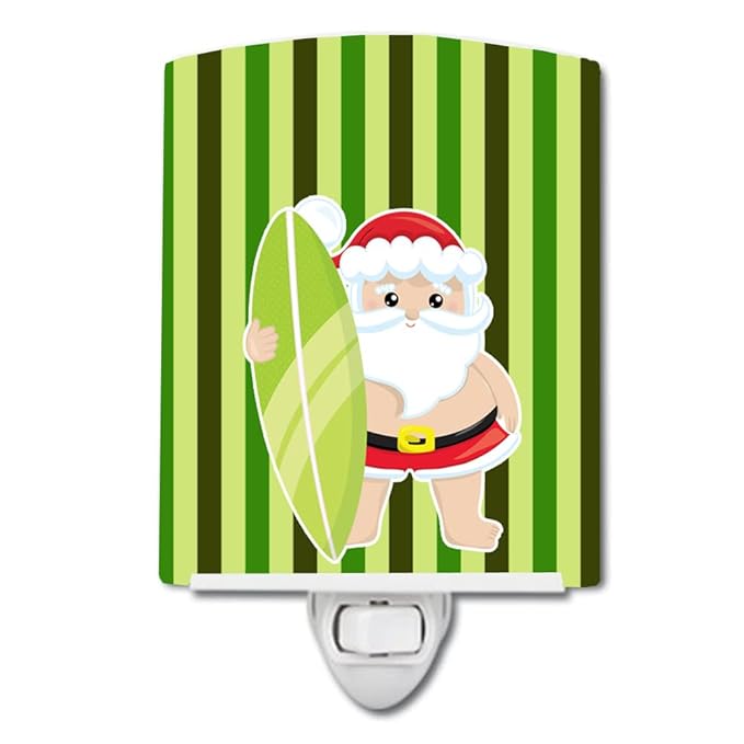 Caroline's Treasures BB9073CNL Beach Santa Claus #6 Ceramic Night Light Compact, UL-Certified, Ideal for Bedroom, Bathroom, Nursery, Hallway, Kitchen, 6x4x3, Multicolor