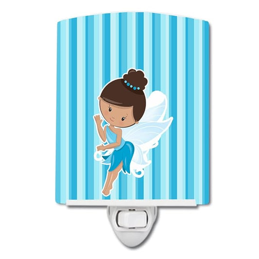 Caroline's Treasures BB6910CNL Fairy Blue Stripes Ceramic Night Light Compact, UL-Certified, Ideal for Bedroom, Bathroom, Nursery, Hallway, Kitchen, 6x4x3, Multicolor