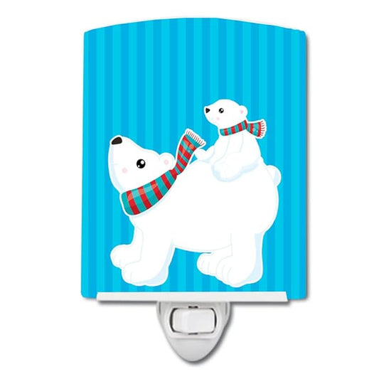 Caroline's Treasures BB8982CNL Polar Bears #6 Ceramic Night Light Compact, UL-Certified, Ideal for Bedroom, Bathroom, Nursery, Hallway, Kitchen, 6x4x3, Multicolor