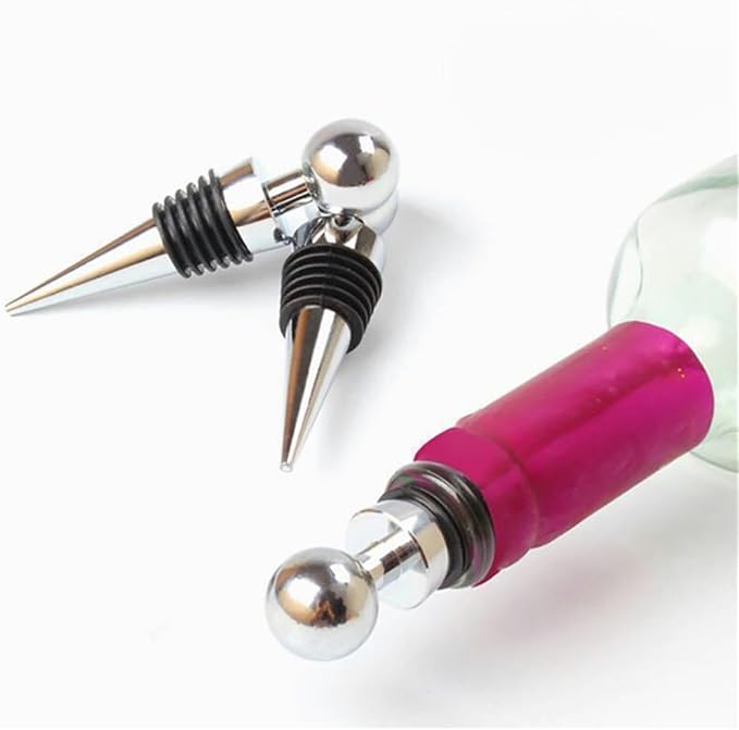 Wine Stopper Bottle Stopper - Wine Saver, Reusable Wine Corks For Beverage, 1-Pack Silicone Wine Stopper For Gifts, Bar, Holiday Party, Wedding, 3.54 inch, Silver