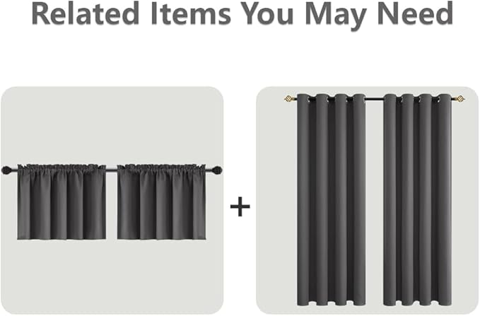 Mrs.Naturall 72 Inch Blackout Curtains,Room Darkening Black Out Curtains 72 Inch Long,Dark Grey