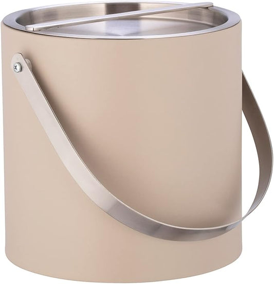 Kraftware 3qt Brushed Chrome Arch Handle & Bridge Cover: Taupe Sydney 3 quart Ice Bucket, Small