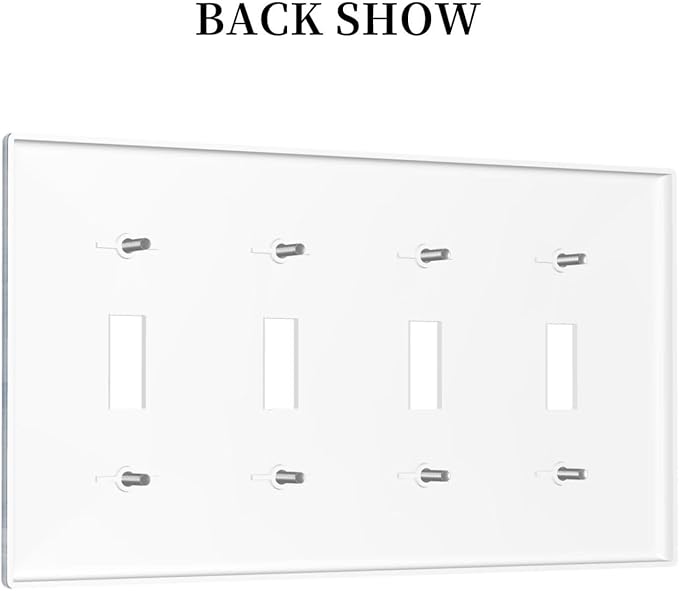 Rustic Teal Blue Daisy Floral Farmhouse Quad Toggle Light Switch Covers 4 Gang Wall Plate Decorative Switchplate Electrical Faceplate for Country Bathroom Bedroom Kitchen Decor