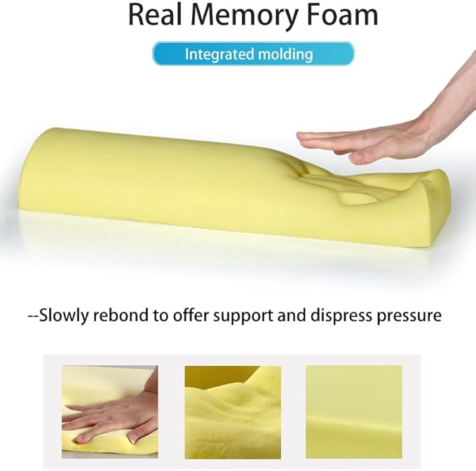 Recliner Leg Pillow Memory Foam Non-Slip Long Bolster Pillow for Legs, Knees, Lower Back and Head, Lumbar Support Pillow 23.6x8x4 Inch Grey