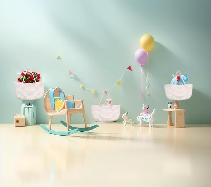 Hanging Baskets for Organizing,Bathroom Organizers and Storage,3-Tier Woven Cotton Wall-Mounted Storage Organizer Bag Decorative,Kitchen,Living Room,Bedroom