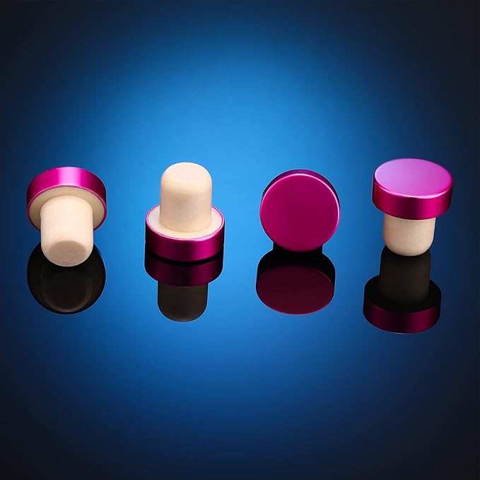 T-shaped Stopper Cork Wine Stopper Bottle Stoppers Reusable Wine Bottle Stopper Sealing Plug Bottle Cap for Wine Beer Bottles DIY Craft (Rose Red, 24)