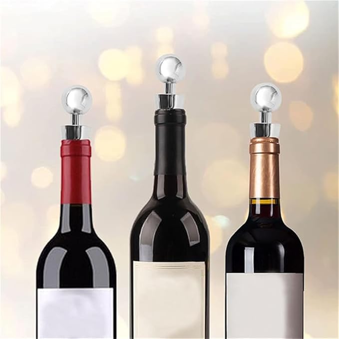 Wine Stopper Bottle Stopper - Wine Saver, Reusable Wine Corks For Beverage, 1-Pack Silicone Wine Stopper For Gifts, Bar, Holiday Party, Wedding, 3.54 inch, Silver