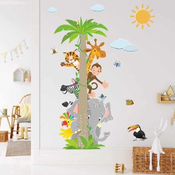Fashion Kids Cartoon Animal Wall Sticker Set - Giraffe, Elephant, Monkey - Nursery and Bedroom Décor