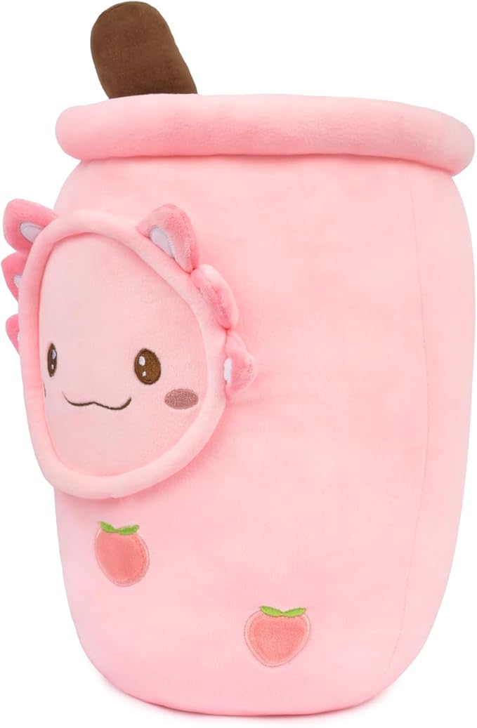 Niuniu Daddy Axolotl Boba Tea Plush, 16+ Inch Pink Unicorn Toys for Girls,Super Cute Unicorn Stuffed Animal