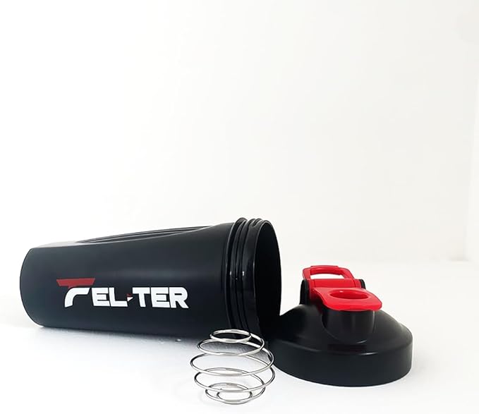 Protein Shaker Bottle – Shaker Bottle for Protein Mixes and Supplement Shakes, Protein Shaker Cup, Stainless Steel Shaker Ball Wire Whisk (Black, 24 - Ounce)