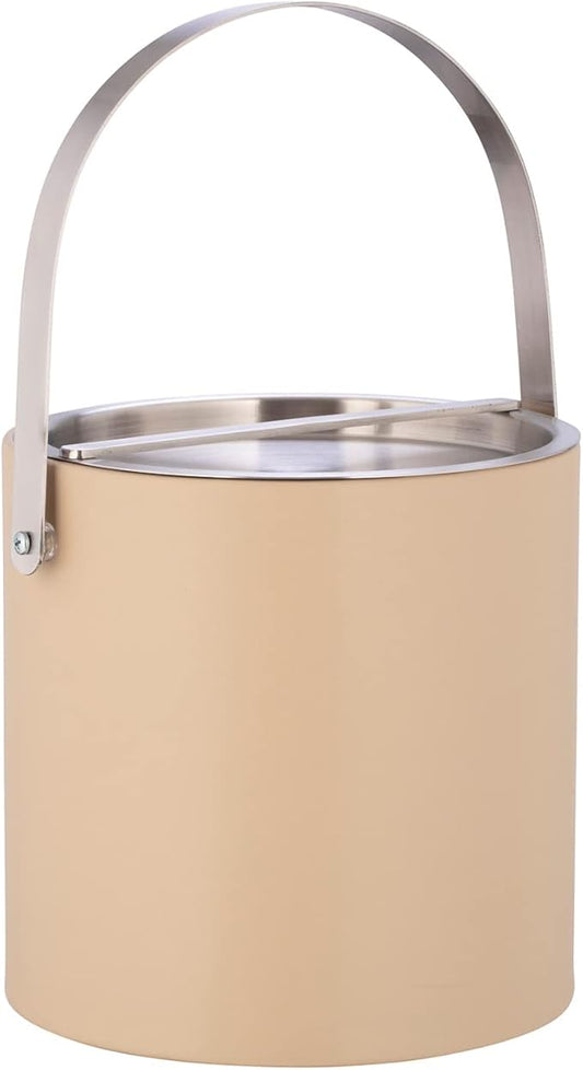 Kraftware 3 Quart Brushed Chrome Arch Handle & Bridge Cover: Beige Sydney Ice Bucket