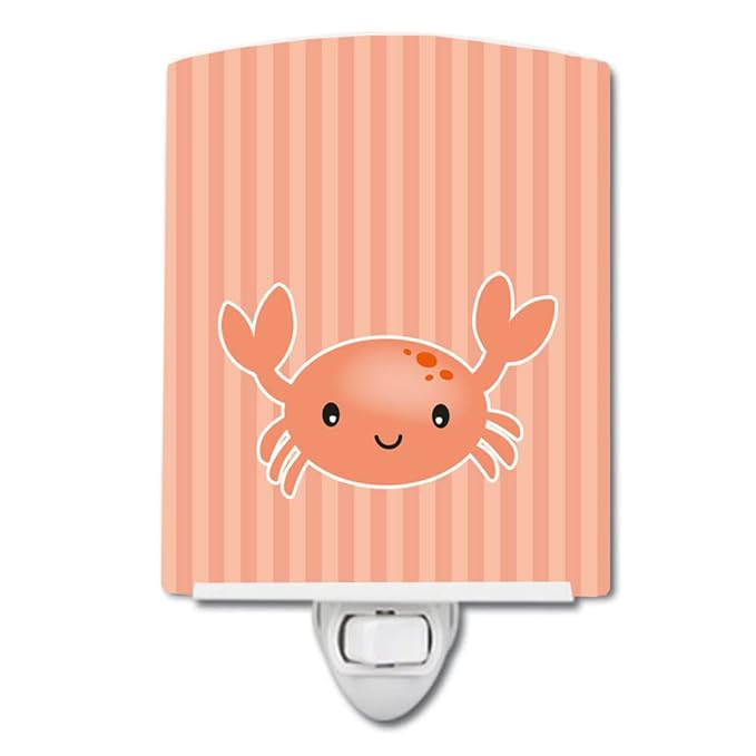 Caroline's Treasures BB7121CNL Crab Ceramic Night Light Compact, UL-Certified, Ideal for Bedroom, Bathroom, Nursery, Hallway, Kitchen, 6x4x3, Multicolor