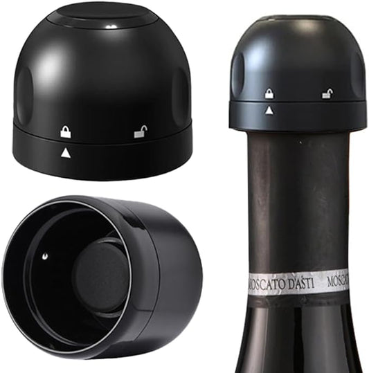 Champagne Bottle Stopper, Reusable Leakproof Champagne Sealer, Champagne Stopper for Wine Prosecco Champagne Sparkling, Black