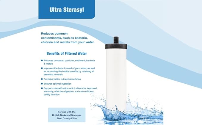 British Berkefeld Doulton 8674 Ultra Sterasyl Ceramic Filter Candle for Countertop Gravity Water Filter System Short Mount 7" - 4 Pack