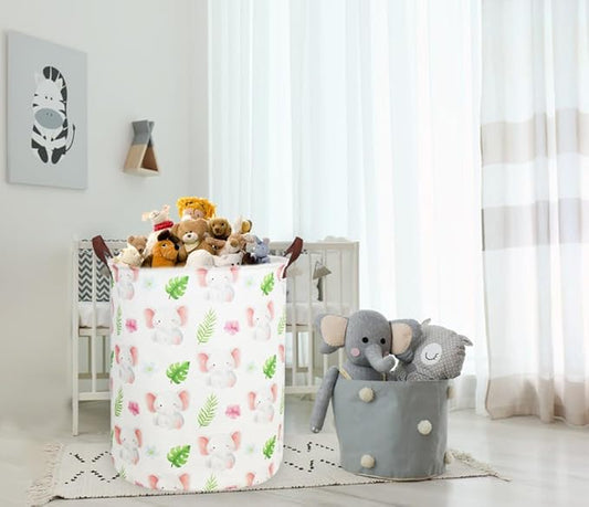 Kids Laundry Hamper,Elephant Laundry Basket Collapsible Space Storage Baskets for Home Decor,Office,Toy Organizer,(Cute elephant
