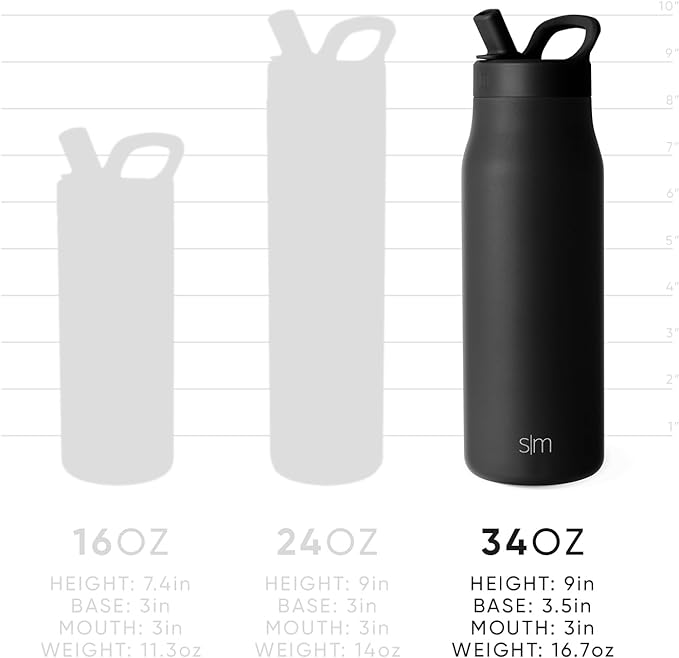 Simple Modern Water Bottle with Push Button Straw Lid | Ceramic-Lined Insulated Stainless Steel | Travel Water Bottles for Gym & Sports | Leak Proof | Mesa Signature Collection | 34oz, Lavender Mist