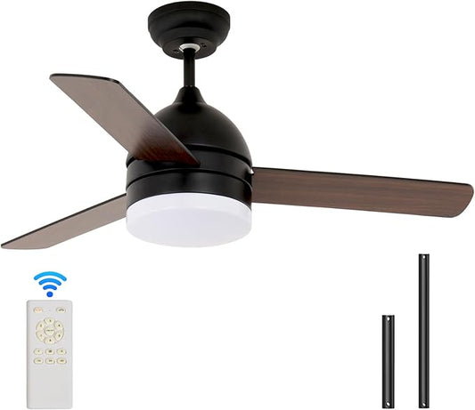 NicBex Ceiling Fan 48 Inch Ceiling Fans with Lights Ceiling Fan with 3 Blades and Remote Control Ceiling Fans with Reversible DC Motor for Bedroom, Living Room, Black