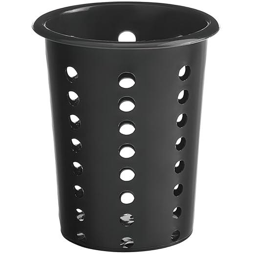 OCS Parts Perforated Utensil Drying Cups | Black | Set of 3 | Plastic Flatware Holder Cylinders for Kitchen Counter Organization