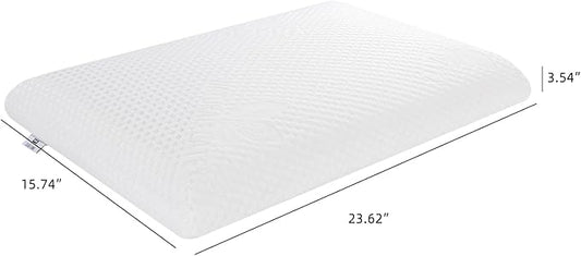 SUQ I OME Adjustable Slim Sleeper -Thin Flat Latex Pillow for Sleeping with 2 Removable Layers 3 Heights(1'', 2.5'', 3.5''), for Stomach, Side and Back Sleepers,Cube White