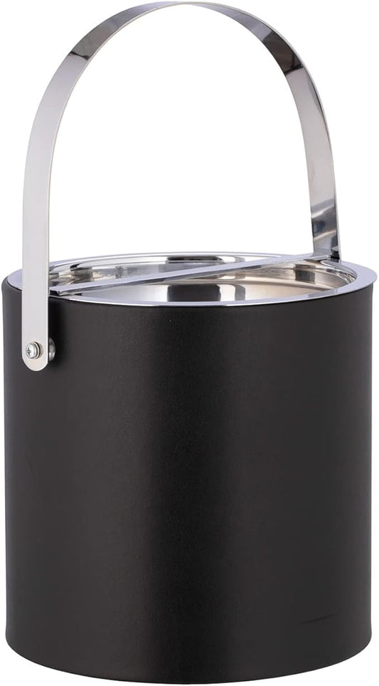 Kraftware 3qt Polished Chrome Arch Handle & Bridge Cover: Black Manhattan 3 quart Ice Bucket, Small