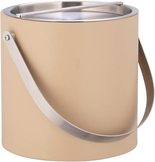 Kraftware 3 Quart Brushed Chrome Arch Handle & Bridge Cover: Beige Sydney Ice Bucket