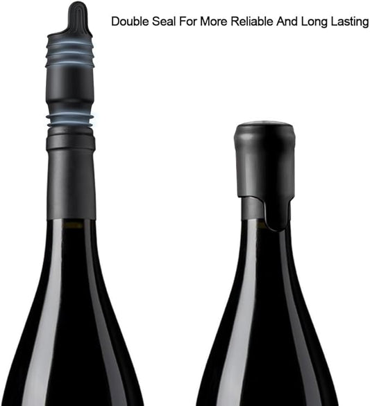 Silicone Wine Stopper Reusable Wine Bottle Stopper, 8Pcs Champagne Stoppers for Bottles, Food Grade Rubber Wine Stoppers for Wine Bottles (Black)