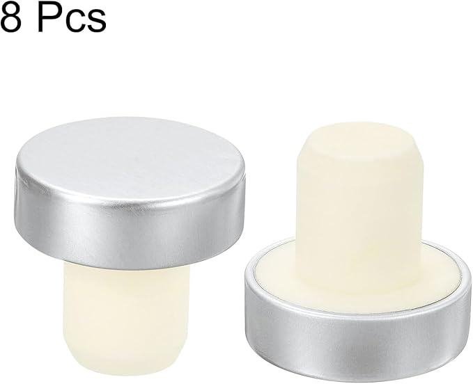 uxcell 8Pcs T-shaped Stoppers, 0.63inch Dia Cork Wine Stopper Reusable Wine Bottle Corks Sealing Plug for Wine Beer Beverage Bottle Crafts, Silver