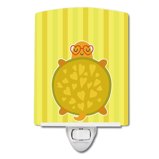 Caroline's Treasures BB6736CNL Turtle with Glasses Ceramic Night Light Compact, UL-Certified, Ideal for Bedroom, Bathroom, Nursery, Hallway, Kitchen, 6x4x3, Multicolor