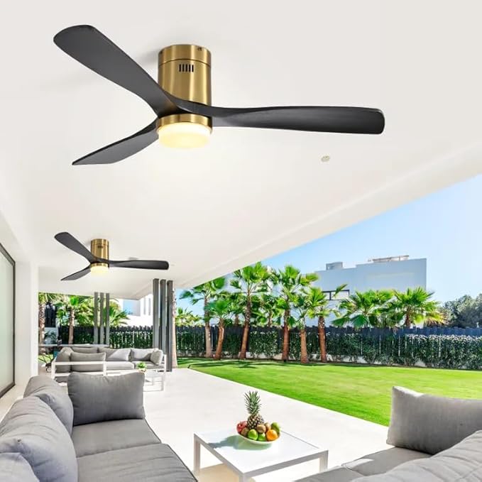NicBex Ceiling Fan 52 Inch Ceiling Fans with Lights Ceiling Fan with 3 Blades and Remote Control Reversible DC Motor Ceiling Fan for Bedroom, Living Room, Black
