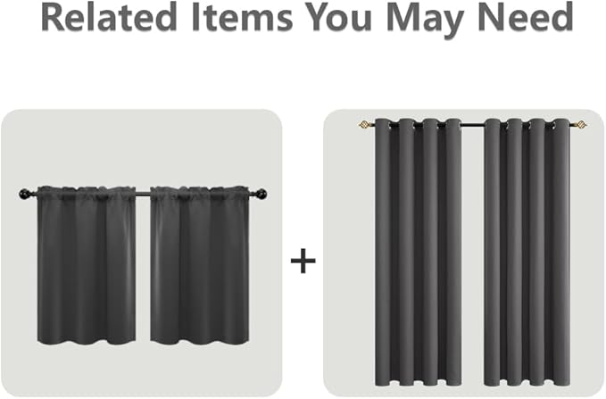 Mrs.Naturall 72 Inch Blackout Curtains,Room Darkening Black Out Curtains 72 Inch Long,Dark Grey