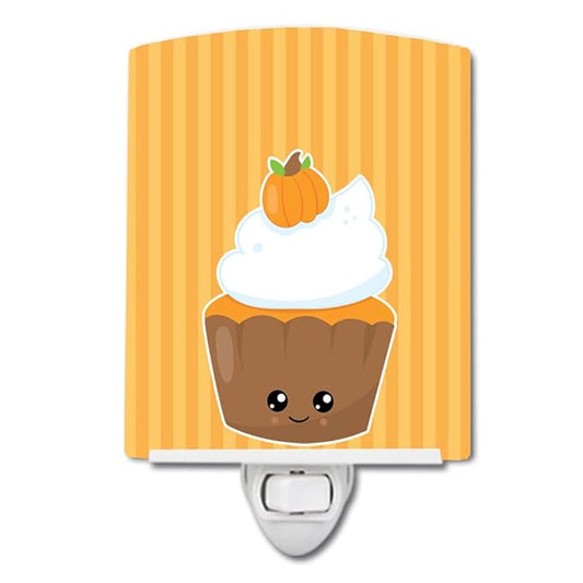 Caroline's Treasures BB8761CNL Fall Cupcake Ceramic Night Light Compact, UL-Certified, Ideal for Bedroom, Bathroom, Nursery, Hallway, Kitchen, 6x4x3, Multicolor