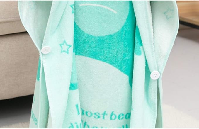 TONWHAR Kids Bath/Pool/Beach Hooded Poncho Towel-Cartoon Animal Pattern Cotton Beach Towel for Baby and Kids (Light Green Dinosaur, 1-4 Years/Height:33.4"-43.3")