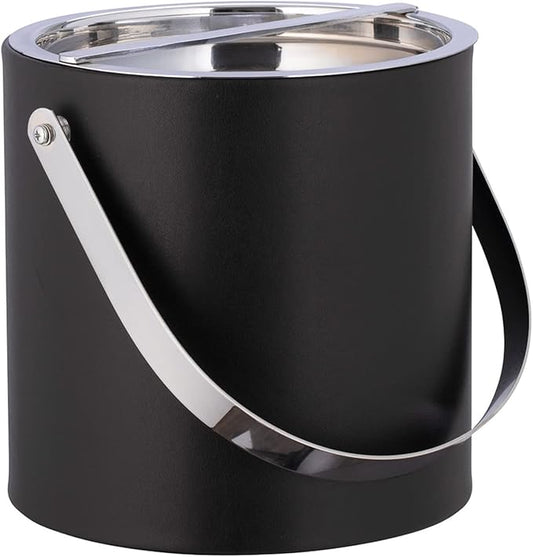 Kraftware 3qt Polished Chrome Arch Handle & Bridge Cover: Black Manhattan 3 quart Ice Bucket, Small