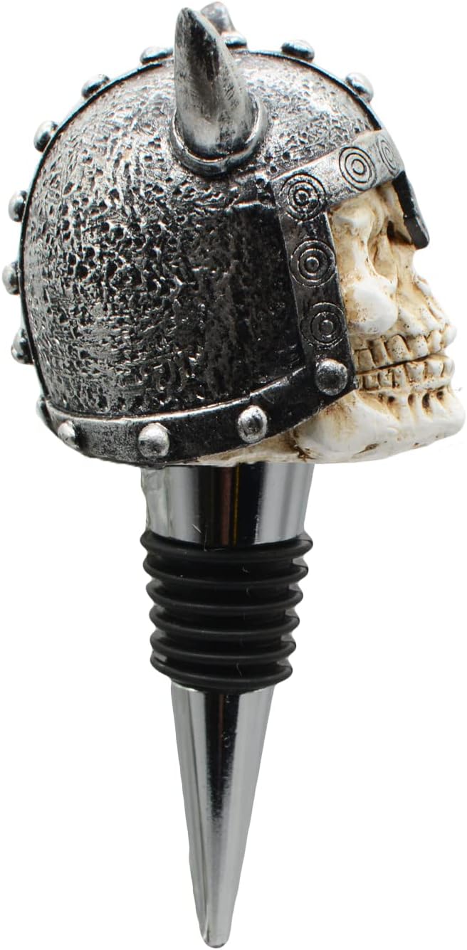 Wine Bottle Stopper Horns Helmet Viking Skull Decorative Beverage Wine Cork for Man Housewarming Gift,Christmas,Thanksgiving,Silver