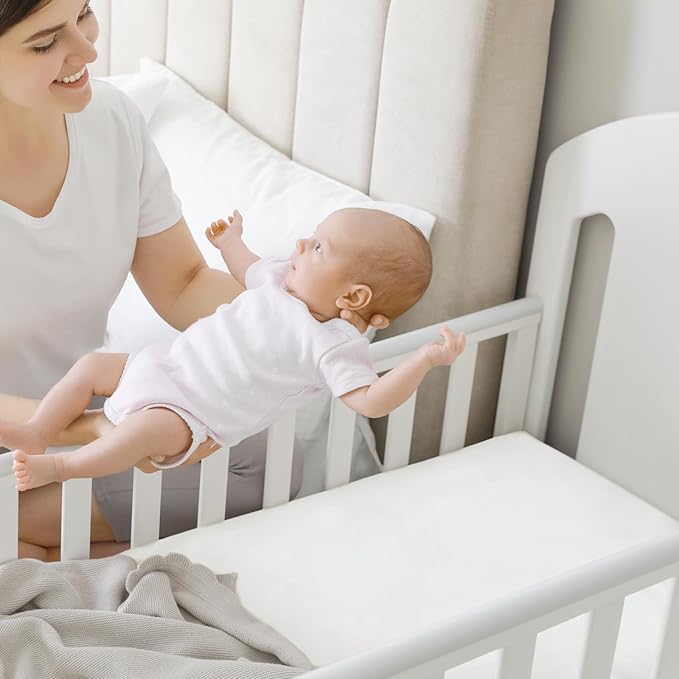 Pack and Play Sheets Fitted, 2-Pack Mini Crib Sheets - Pack N Play Sheets, Organic Fitted Crib Sheet for Pack and Play Mattress, Playard Baby Crib Sheets, Crib Sheets Neutral for Boys (Soft White)