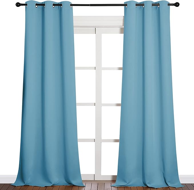 NICETOWN Room Darkening Curtain Panels - Toddler Boy Bedroom Drapes with Grommet, Energy Smart Window Treatment Curtains(Teal Blue, 42 inches W x 90 inches L, 2 Panels)