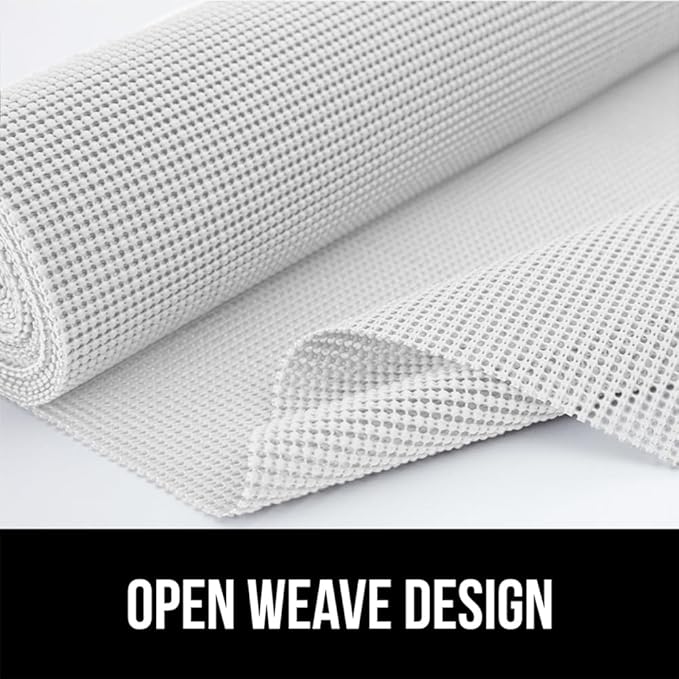 Gorilla Grip powerGRIP Drawer Shelf and Cabinet Liner, Thick Strong Hold, Non-Adhesive Liners Protect Kitchen Cabinets and Cupboard, Bathroom Drawers, Easy Install, Breathable Mat, 24" x20' Snow White