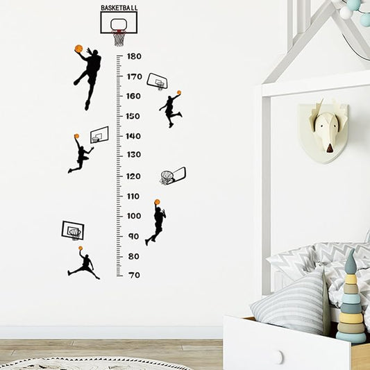 Basketball Player Kids Height Wall Chart | Peel & Stick Nursery Wall Decals for Baby Bedroom, Toddler Playroom