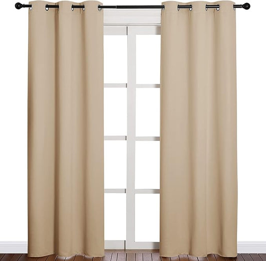 NICETOWN Thermal Insulated Eyelet Top Room Darkening Panels/Curtains/Drapes for Bedroom (2 Panels, W42 x L84 inches, Biscotti Beige)