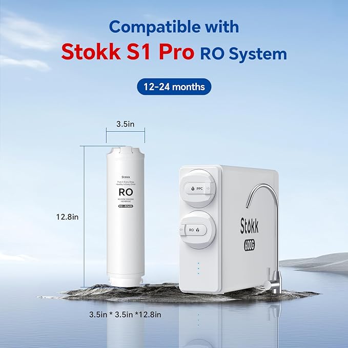 Stokk RS1-RO600 Filter, Replacement for S1 Pro Reverse Osmosis System, 12-24 month Lifetime, Reduce TDS PFAS