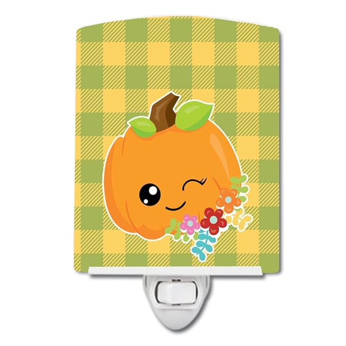 Caroline's Treasures BB6792CNL Mr. Winky Pumpkin Ceramic Night Light Compact, UL-Certified, Ideal for Bedroom, Bathroom, Nursery, Hallway, Kitchen, 6x4x3, Multicolor