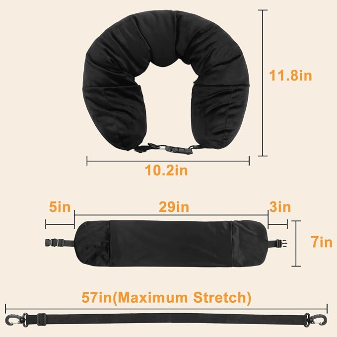 Travel Pillow for Extra Luggage,Stuffable Neck Pillow for Travel,Soft Velvet Cover,Adjustable Neck Size,Holds 3 Days of Travel Essentials,Travel Hacks,Multifunctional Packable Neck Pillow