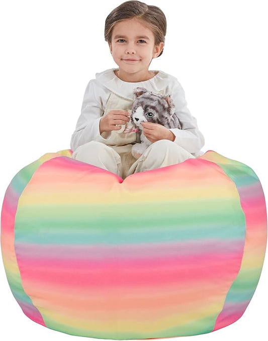 Nobildonna Stuffed Animal Storage Bean Bag Chair Cover Only for Kids Girls Toddler, Large Beanbag Chair Without Filling for Organizing Children Soft Plush Toys