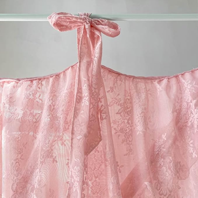 Mengersi Canopy Bed Curtains with Tie Backs,Princess Bed Canopy Curtains Bed Drapes Sheer Curtains for Bedroom Decor(King,Pink