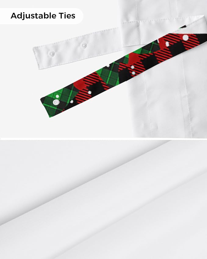 Merry Christmas Blackout Tie Up Valance Curtains for Kitchen Windows Buffalo Plaid Xmas Tree Winter Forest Farmhouse Window Toppers Balloon Shades for Living Room/Bath/Bedroom, 60" X 18", Red Green