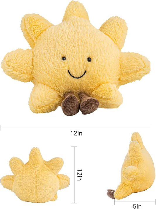 Sun and Moon Plush, Smiling Fun Filled Sun Pillow, 12" Moon and Sunshine Animal Pillow Soft Plush Toy for Children's Birthday Gift (2PCS)