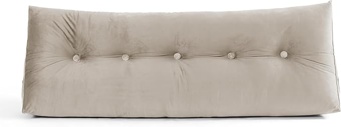 Headboard Pillow King - Bed Wedge Pillow for Headboard - Large & Versatile Triangle Cushion Reading Support Pillow, King - 76", Beige/Cream
