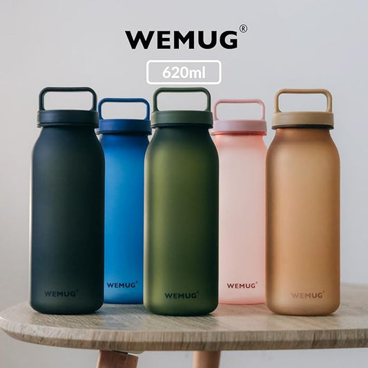 WEMUG Minimalist Water Bottle with Handle, Small 620 ml, BPA-Free Plastic, Compatible Filter (Optional, filter not included)