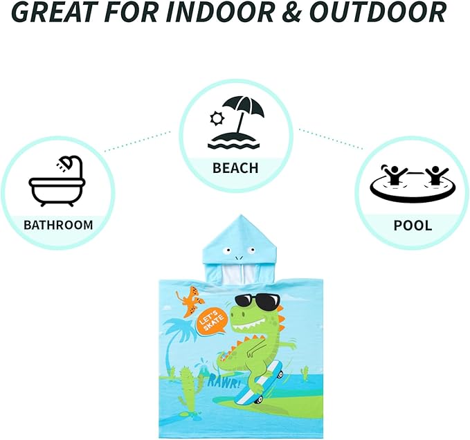 NovForth Kids Beach Towel for Boys Girls, Mermaid Hooded Bath Towel Wrap, Toddler Pool Towel with Hood